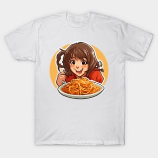 Cute Girl Eating Spaghetti T-Shirt